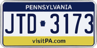 PA license plate JTD3173