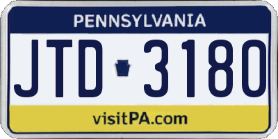 PA license plate JTD3180