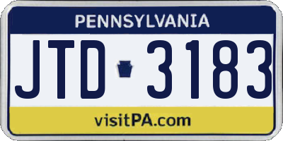 PA license plate JTD3183