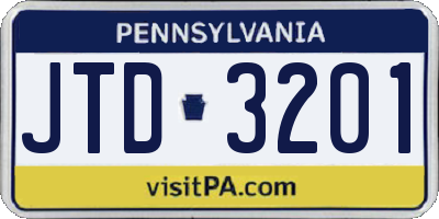 PA license plate JTD3201