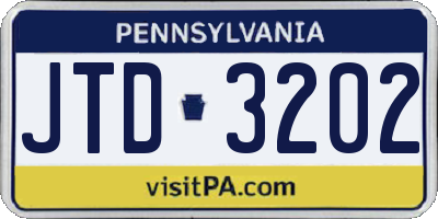 PA license plate JTD3202