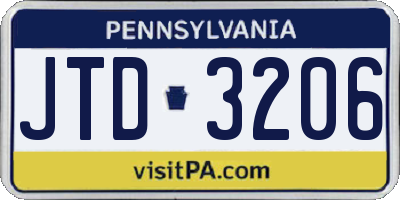 PA license plate JTD3206