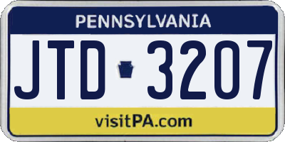 PA license plate JTD3207