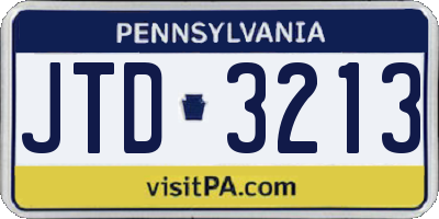 PA license plate JTD3213