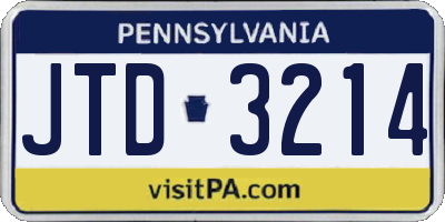 PA license plate JTD3214