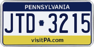 PA license plate JTD3215
