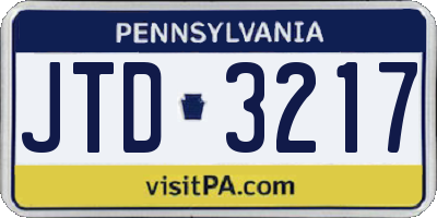 PA license plate JTD3217