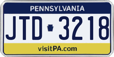PA license plate JTD3218