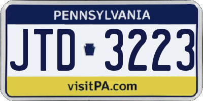 PA license plate JTD3223