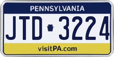 PA license plate JTD3224