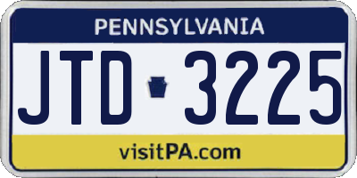 PA license plate JTD3225
