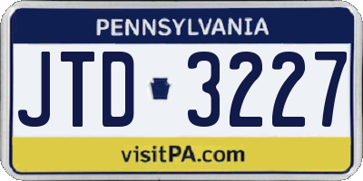 PA license plate JTD3227