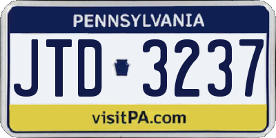 PA license plate JTD3237