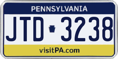 PA license plate JTD3238