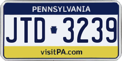 PA license plate JTD3239