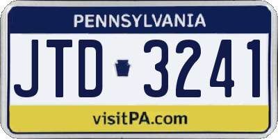 PA license plate JTD3241