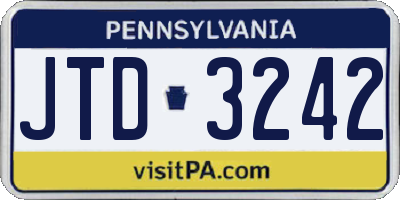 PA license plate JTD3242
