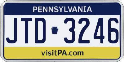 PA license plate JTD3246