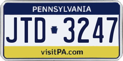 PA license plate JTD3247