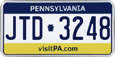 PA license plate JTD3248