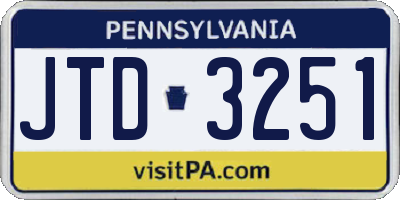 PA license plate JTD3251