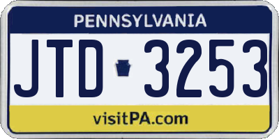 PA license plate JTD3253