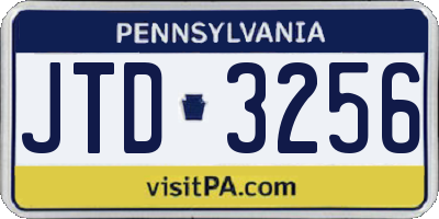 PA license plate JTD3256