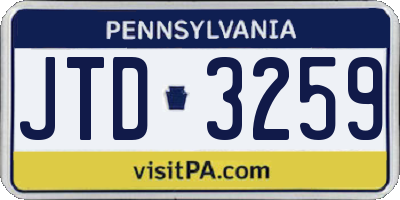PA license plate JTD3259