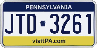 PA license plate JTD3261