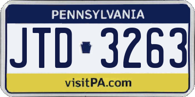 PA license plate JTD3263