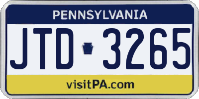 PA license plate JTD3265