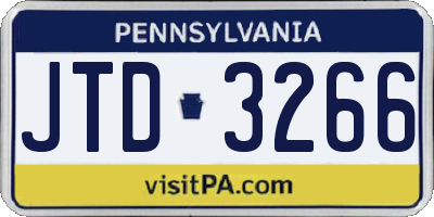 PA license plate JTD3266