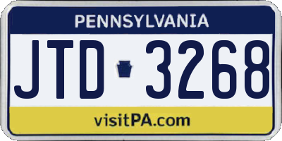 PA license plate JTD3268