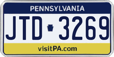 PA license plate JTD3269