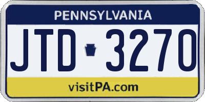 PA license plate JTD3270