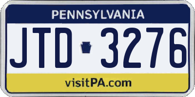 PA license plate JTD3276