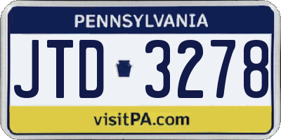 PA license plate JTD3278
