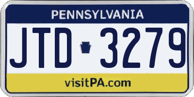 PA license plate JTD3279