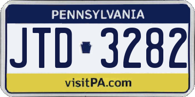 PA license plate JTD3282