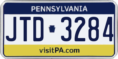 PA license plate JTD3284