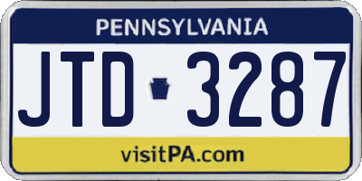PA license plate JTD3287
