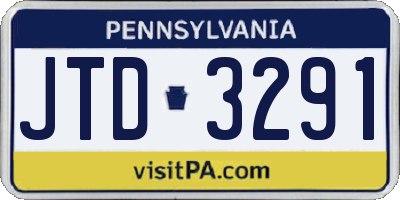 PA license plate JTD3291