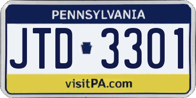 PA license plate JTD3301
