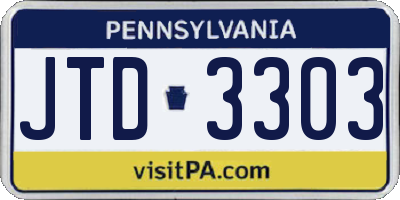 PA license plate JTD3303