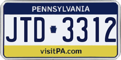 PA license plate JTD3312