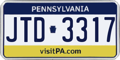 PA license plate JTD3317