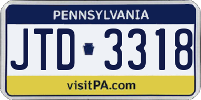 PA license plate JTD3318