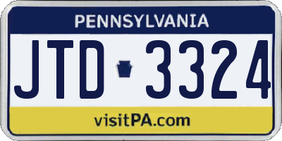 PA license plate JTD3324