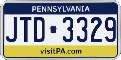 PA license plate JTD3329