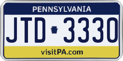PA license plate JTD3330
